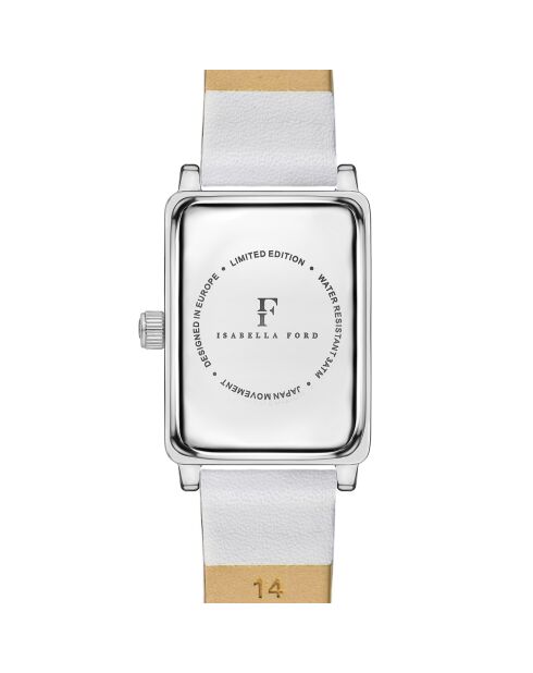 Montre Isaure en Cuir & Diamant blanche