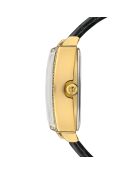 Montre Adélaïde en Cuir & Diamant noire