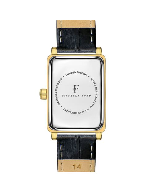 Montre Adélaïde en Cuir & Diamant noire