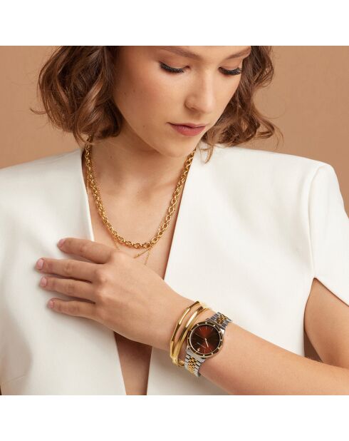 Montre Capucine en Acier & Diamant doré/argenté