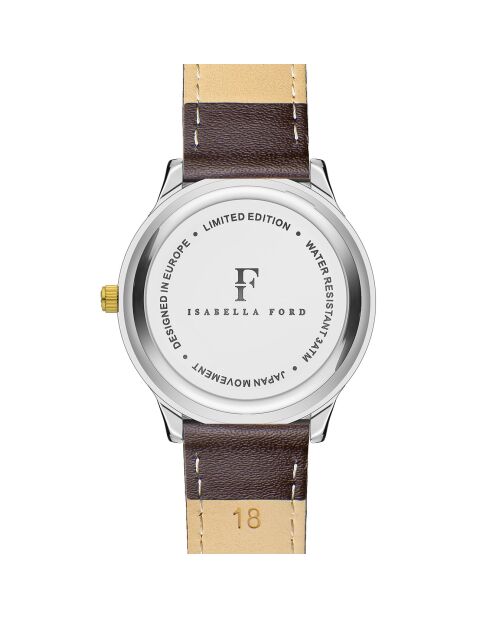 Montre Capucine en Cuir & Diamant marron