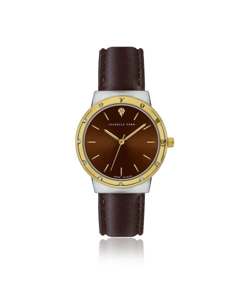 Montre Capucine en Cuir & Diamant marron