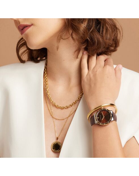 Montre Capucine en Cuir & Diamant marron