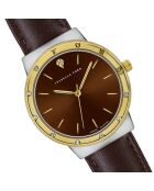 Montre Capucine en Cuir & Diamant marron