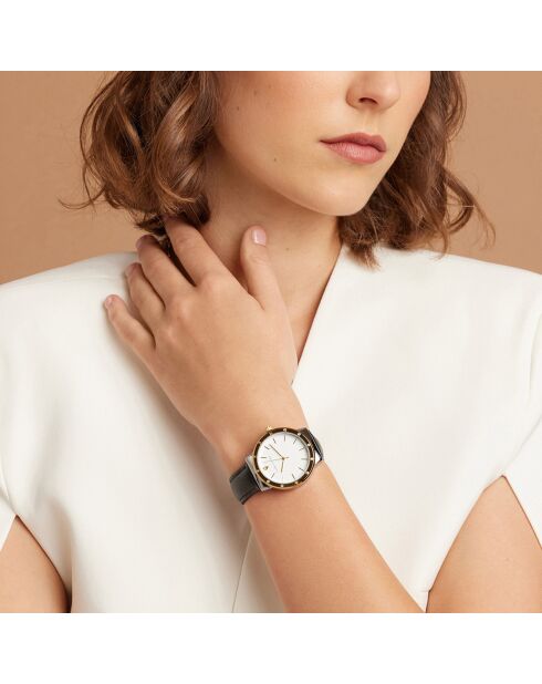 Montre Héloïse en Cuir & Diamant noire