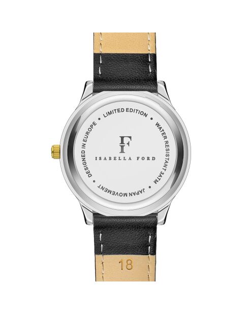 Montre Héloïse en Cuir & Diamant noire