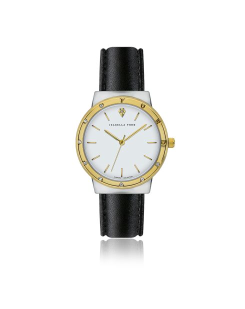 Montre Héloïse en Cuir & Diamant noire