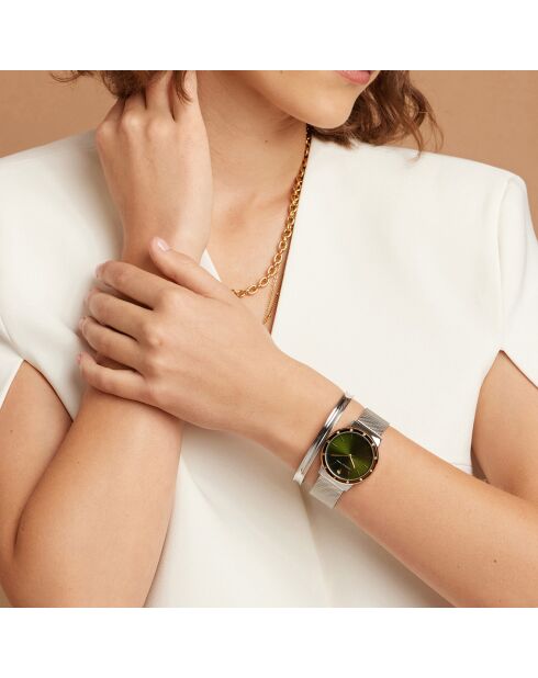 Montre Olympe en Acier & Diamant argentée