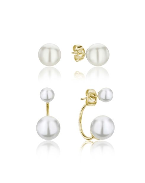 Set Boucles d'oreilles Agata en Acier & Perle de coquillage doré