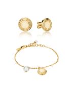 Bracelet & Boucles d'oreilles Sabrina en Acier & Perle de coquillage dorés