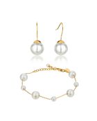 Bracelet & Boucles d'oreilles Linda en Acier & Perle de coquillage dorés