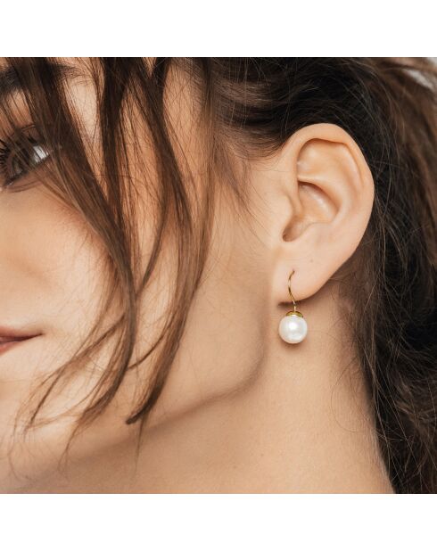 Bracelet & Boucles d'oreilles Linda en Acier & Perle de coquillage dorés