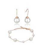 Bracelet & Boucles d'oreilles Linda en Acier & Perle de coquillage rose doré