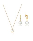 Collier & Boucles d'oreilles Lea en Acier & Perle de coquillage dorés