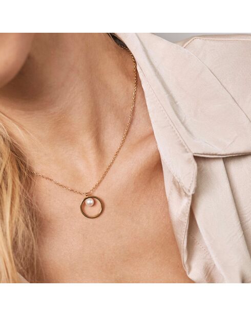 Collier & Boucles d'oreilles Lea en Acier & Perle de coquillage dorés