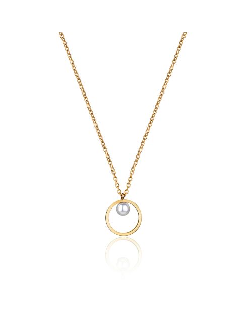 Collier & Boucles d'oreilles Lea en Acier & Perle de coquillage dorés