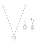 Collier & Boucles d'oreilles Lea en Acier & Perle de coquillage argentés