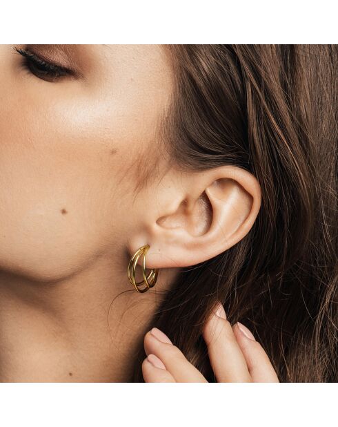 Set Boucles d'oreilles Diane en Acier & Perle de coquillage doré