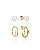 Set Boucles d'oreilles Diane en Acier & Perle de coquillage doré