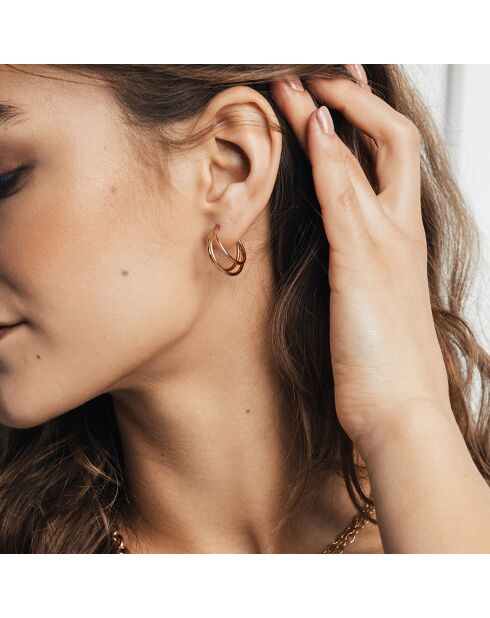 Set Boucles d'oreilles Diane en Acier & Perle de coquillage rose doré