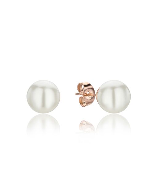Set Boucles d'oreilles Diane en Acier & Perle de coquillage rose doré