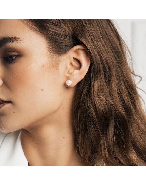 Set Boucles d'oreilles Diane en Acier & Perle de coquillage rose doré