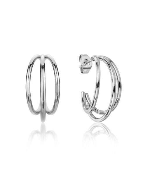Set Boucles d'oreilles Diane en Acier & Perle de coquillage argenté
