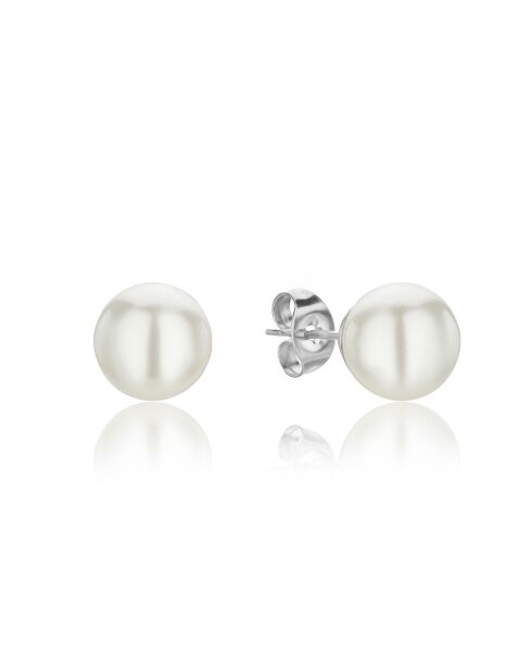 Set Boucles d'oreilles Diane en Acier & Perle de coquillage argenté