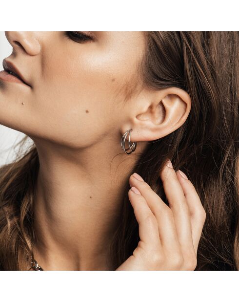 Set Boucles d'oreilles Diane en Acier & Perle de coquillage argenté