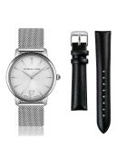 Montre 2 Bracelets Adore en Acier & Diamant argenté/noir