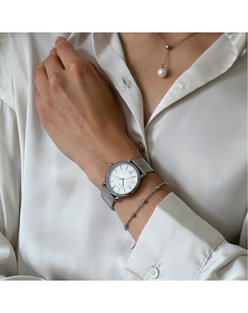 Montre 2 Bracelets Adore en Acier & Diamant argenté/noir