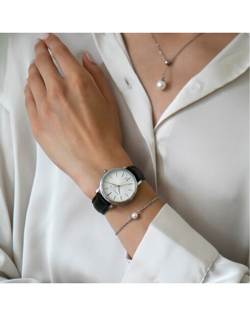 Montre 2 Bracelets Adore en Acier & Diamant argenté/noir