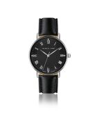 Montre 2 Bracelets Desirée en Acier & Diamant argenté/noir