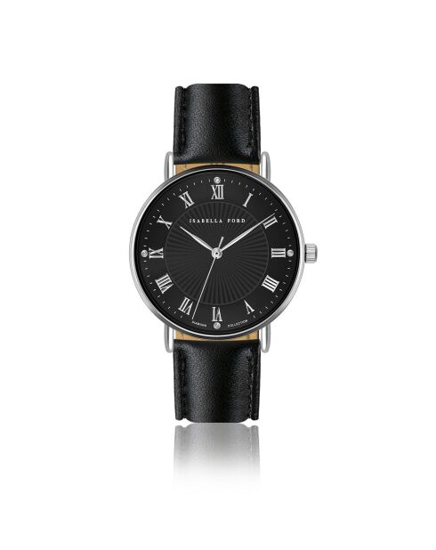 Montre 2 Bracelets Desirée en Acier & Diamant argenté/noir