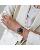 Montre & Boucles d'oreilles Florence en Acier & Diamant rose doré