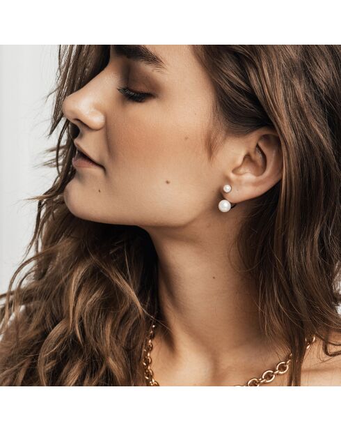 Montre & Boucles d'oreilles Florence en Acier & Diamant rose doré