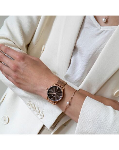 Montre & Bracelet Coco en Acier & Diamant rose doré