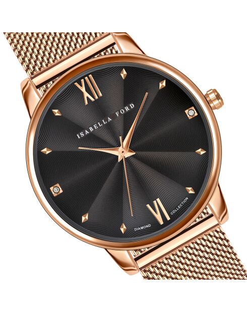 Montre & Bracelet Coco en Acier & Diamant rose doré