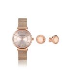 Montre & Boucles d'oreilles Sophia en Acier & Diamant rose doré