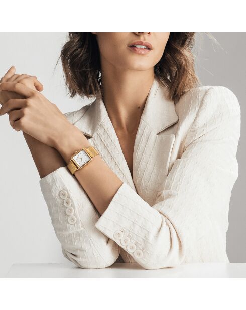 Montre & Boucles d'oreilles Charlotte en Acier & Diamant dorées