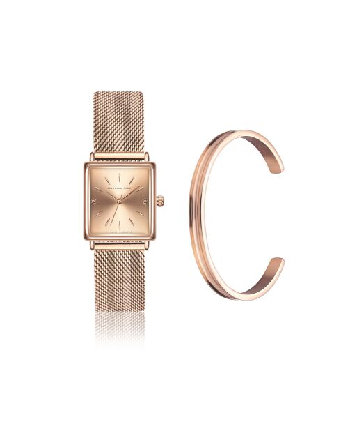 Montre & Bracelet Florence en Acier & Diamant rose doré