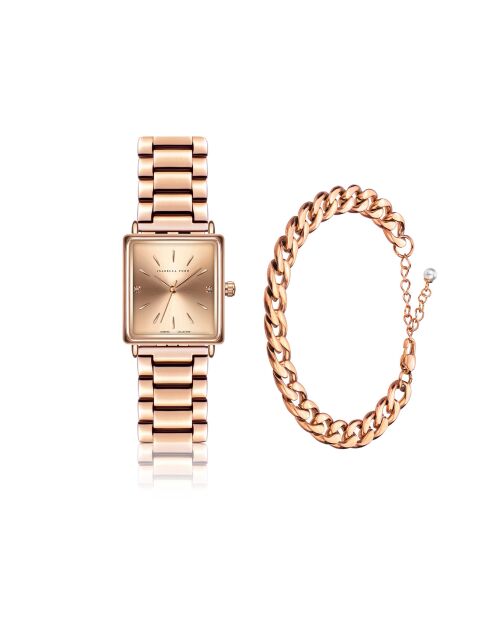 Montre & Bracelet Florence en Acier & Diamant rose doré