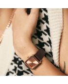 Montre & Collier Florence en Cuir & Diamant marron