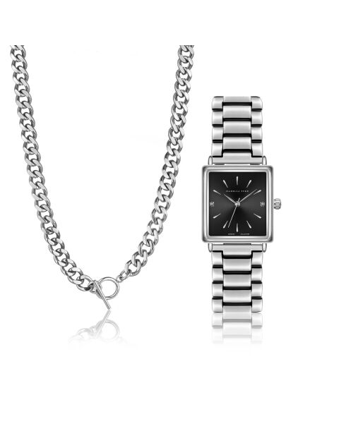 Montre & Collier Lea en Acier & Diamant argentés