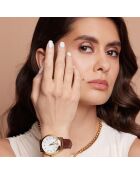 Montre & Bracelet Barbara en Cuir & Diamant marron/doré