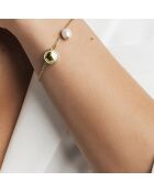 Montre & Bracelet Barbara en Cuir & Diamant marron/doré