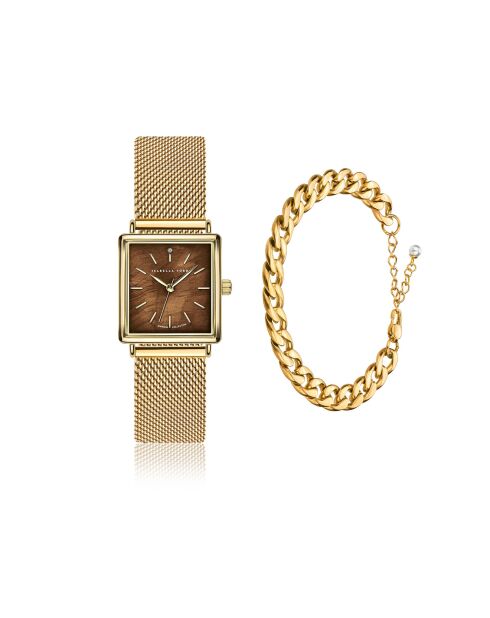 Montre & Bracelet Marie Rose en Acier & Diamant dorés