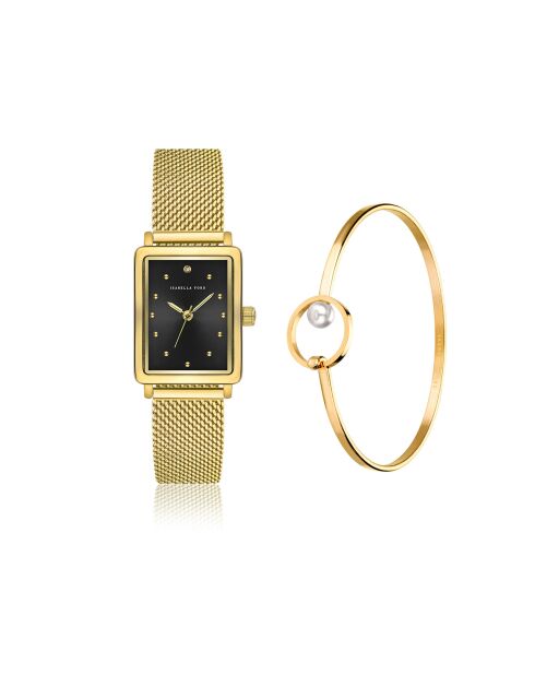 Montre & Bracelet Cléophée en Acier & Diamant dorés