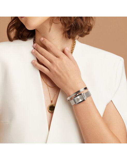 Montre & Bracelet Isaure en Acier & Diamant argentés