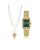 Montre & Collier Zélie en Acier & Diamant dorés
